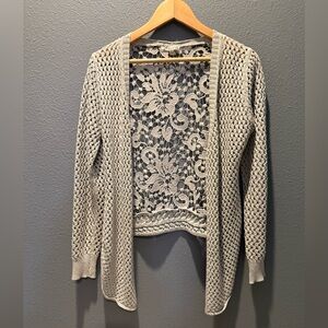Women's Gray Open-Knit Sweater